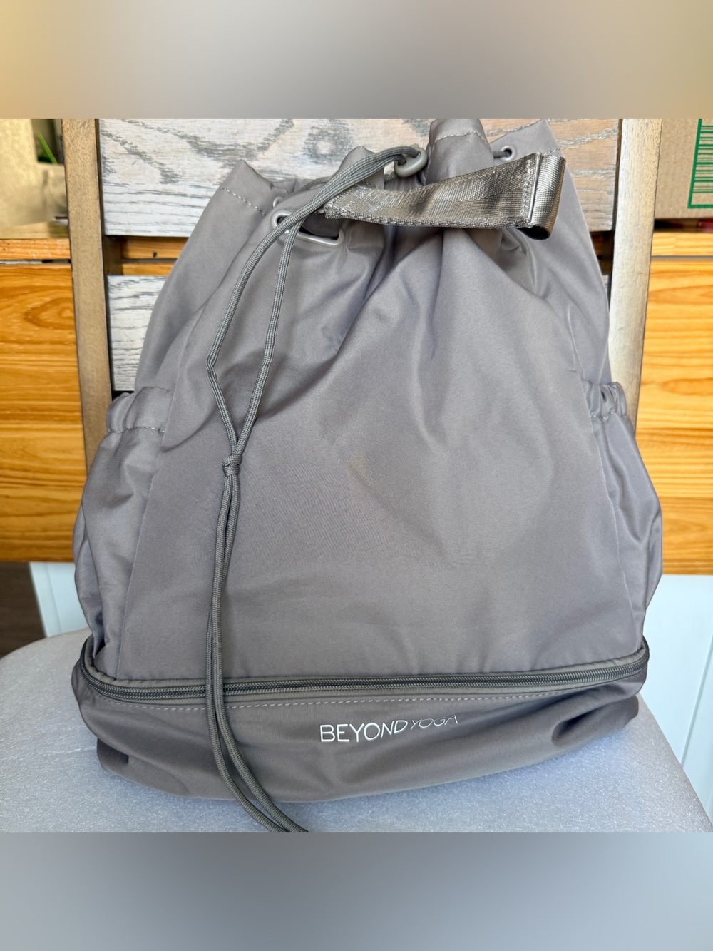Beyond Yoga Convertible Gym Bag in Birch beige